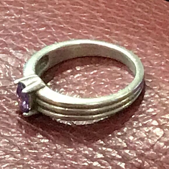 Ring, Purple Cubic Zirconia Ring, NEW, size 7.5, Handmade, CZ, Artisan - Picture 6 of 7